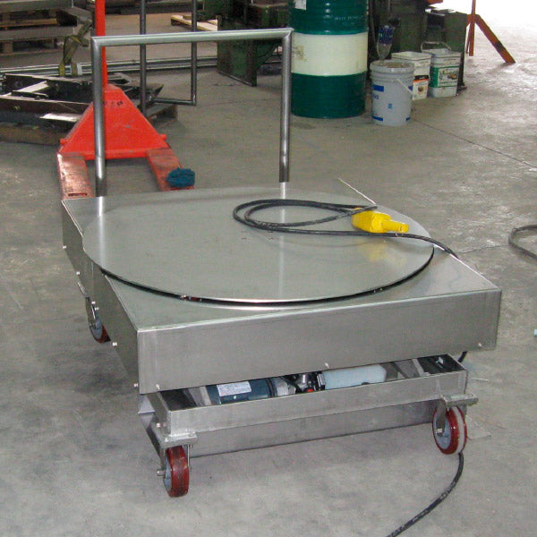 Portable Lift Table with Powered Rotator - Superlift Material Handling
